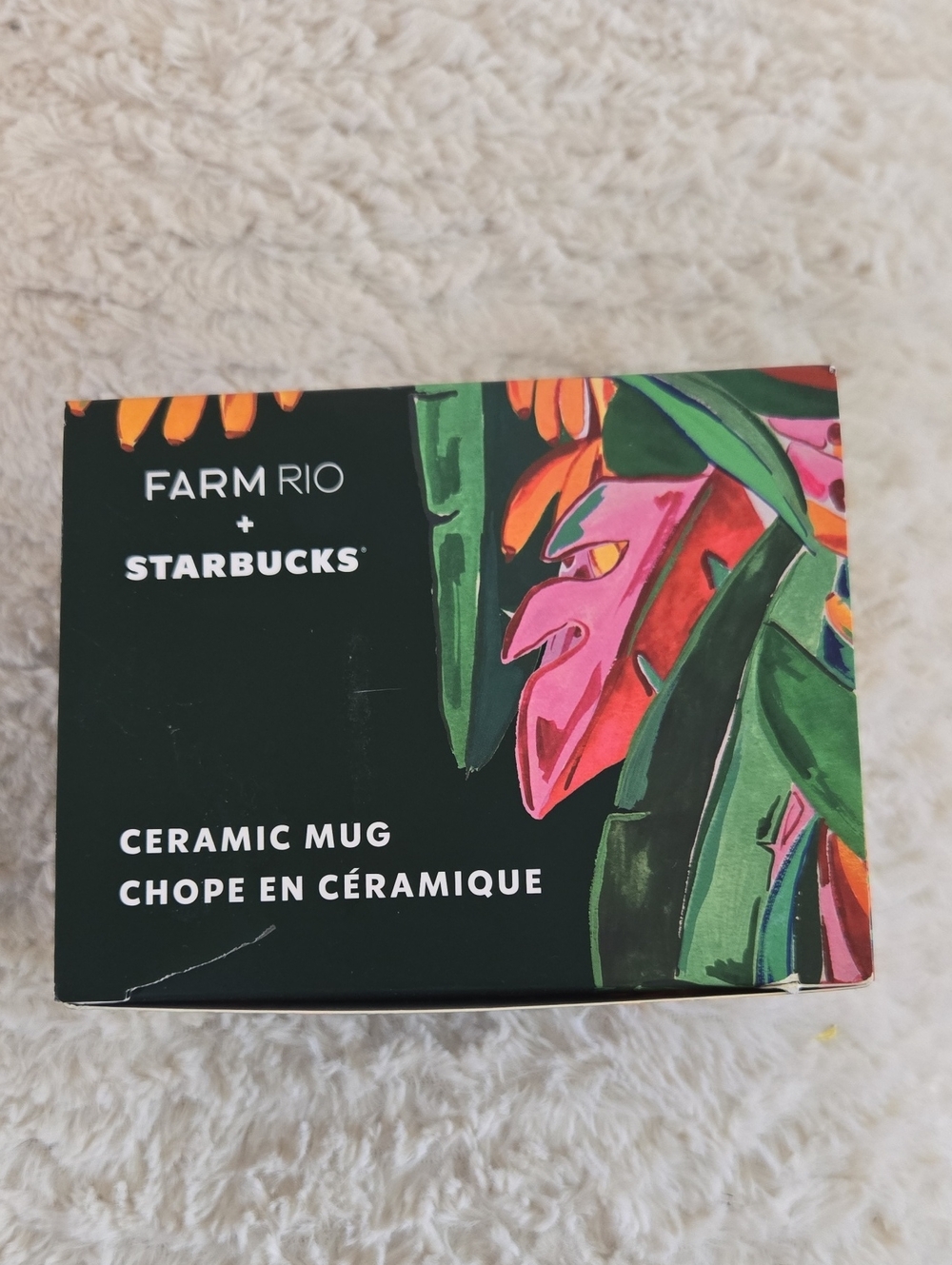 Starbucks FARM Rio Blue Floral Toucan Ceramic Mug with Dark Blue Interior Nwt - Picture 3 of 4